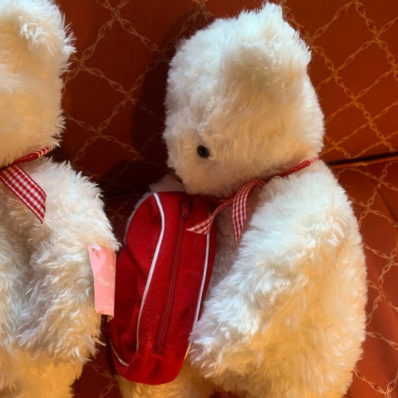2 Hallmark "From My Heart" White Bear Plush/Heart Gift Zip Bag - Picture 14 of 16